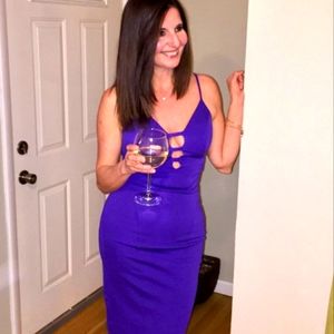 Sz Small 4-6 Bebe deep purple bodycon dress.